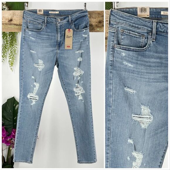 $89 Levi's 721 High-Rise Skinny Jeans Distressed NWT Women's 14 Levi's Sculpt - Picture 1 of 11